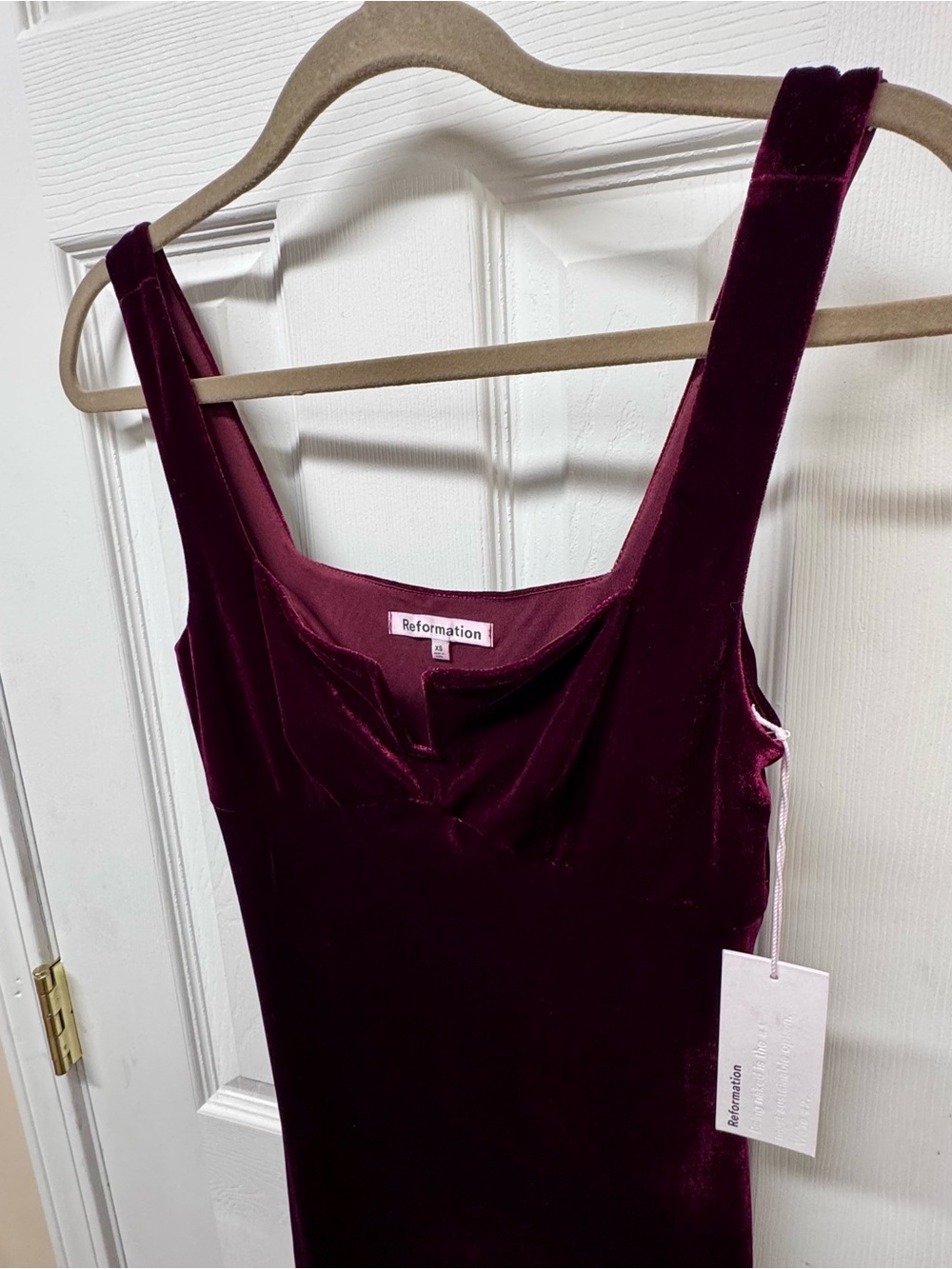 Reformation Lillee Knit Dress Crimson Velvet Burgundy Midi XS NWT - Picture 9 of 14